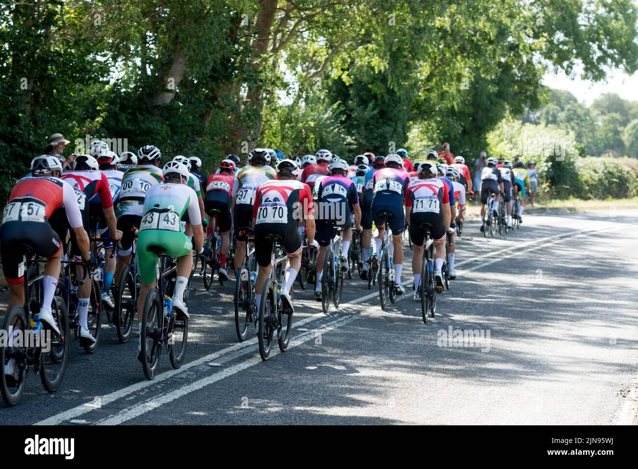 The 2022 Commonwealth Games men`s cycling road race, Hampton Road, Warwick, Warwickshire, UK Stock Photo